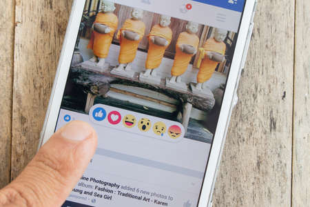 BUNG KAN, THAILAND - MARCH 22, 2016: Facebook has new reaction for likeのeditorial素材