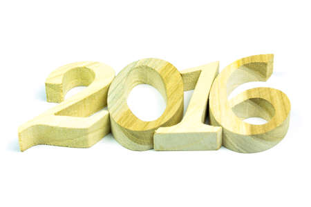 wooden 2016 font on white background