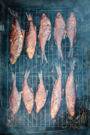 smoked fish cooked in a small smoker