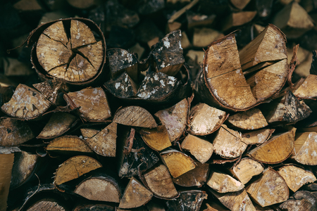 chipped firewood close-upの写真素材