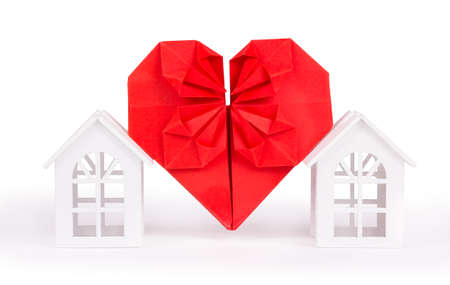 Neighborhood and love. Home and love symbol on white backgroundの写真素材