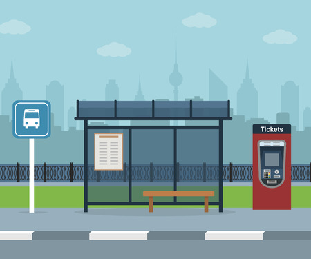 Bus Stop With City Backgroundのイラスト素材 ストックフォト 写真素材のstock Foto ストックドットフォト