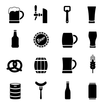 Beer vector icons set on whiteのイラスト素材