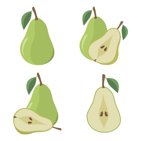 Pear fruit on a white background. Flat styled vector illustration.のイラスト素材