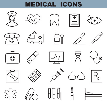 Medical icons set. Thin lines web icon set - Medicine and Health symbolsのイラスト素材
