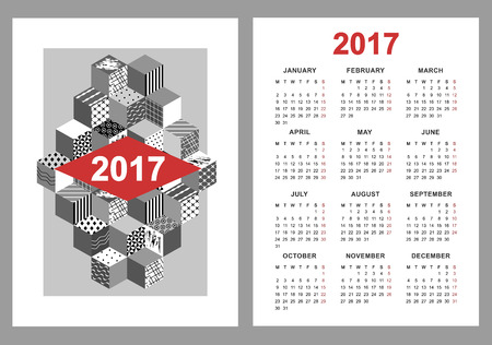 Calendar 2017 on white backgroundのイラスト素材