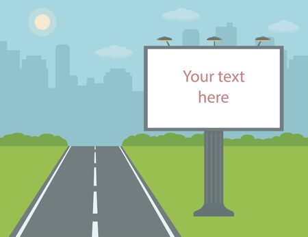 Big billboard on road with city.のイラスト素材