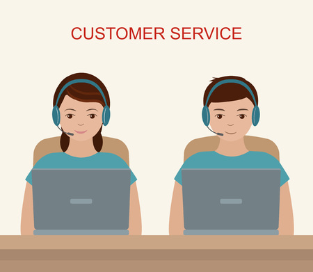 Customer service concept. Communication and online support. Vector illustration.のイラスト素材