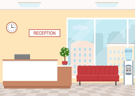Office interior with reception and waiting area.のイラスト素材