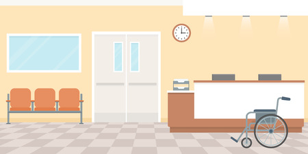 Hospital corridor Flat style vector illustration.のイラスト素材