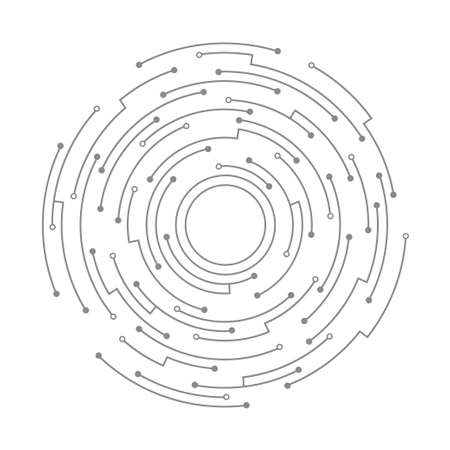 Abstract circuit board. Vector technology background. Round shape consisting of dots and linesのイラスト素材