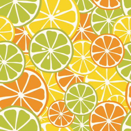 Seamless pattern with slices of lemon, orange and lime. Great for print on fabric and paper. Vector illustration.のイラスト素材