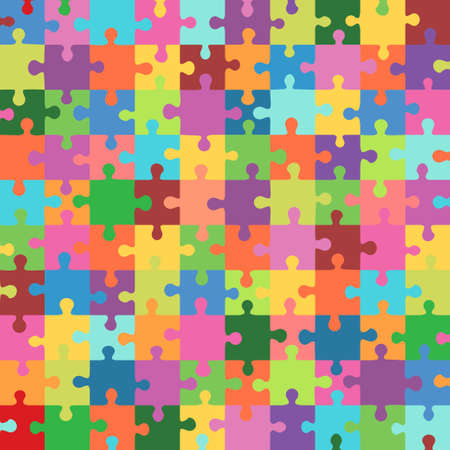 Multi color puzzles game seamless pattern.Great for print on fabric and paper. vector illustration.のイラスト素材