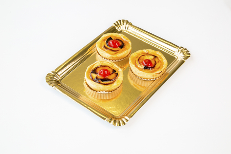 small fruit cakes on a white backgroundの写真素材