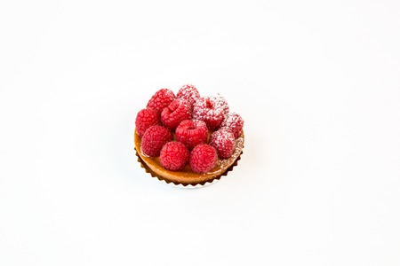 small raspberry cake on a white backgroundの写真素材