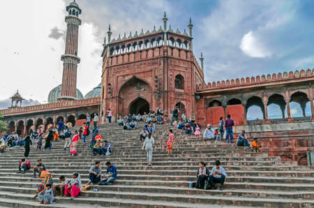 DELHI, INDIA - JULAY 29, 2017: Main gate of Jama Masjid, the largest mosque of Old Delhi in India.のeditorial素材