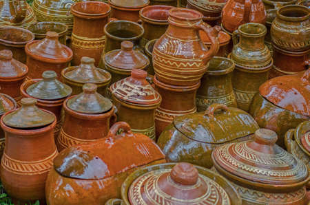 Ceramic pots, traditional from Sibiu, Transylvania area. Romaniaの写真素材