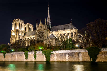 Cathedral Notre-Dame de Paris  France  View from the Quais de Seine の写真素材