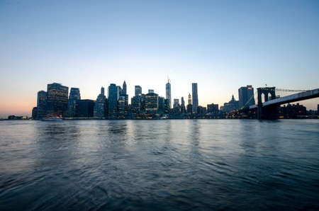 New York. Manhattan skyline from Brooklyn. United States of America.のeditorial素材