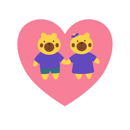 Flat illustration of a couple teddy bearのイラスト素材