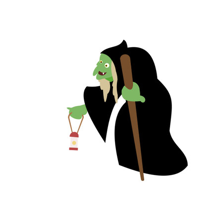 Flat illustration of scary witchのイラスト素材