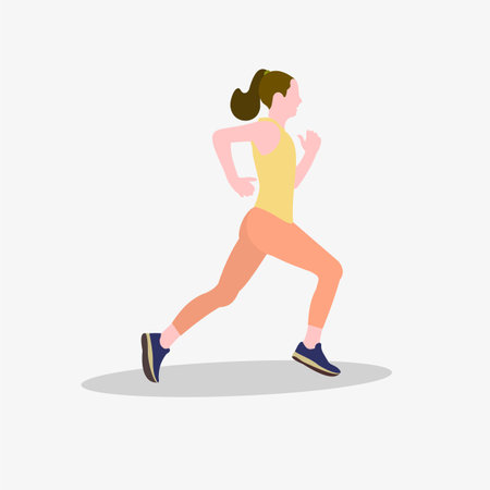 Flat illustration of women runningのイラスト素材
