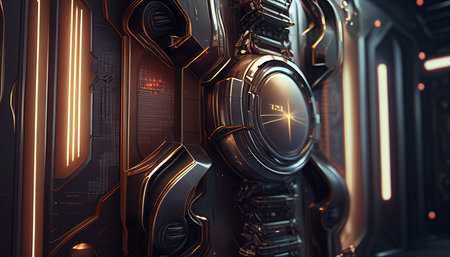 Futuristic technology background. 3d rendering, 3d illustration. created with ai generated.の素材