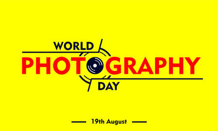 world photography day, perfect design, vector illustration and text.のイラスト素材