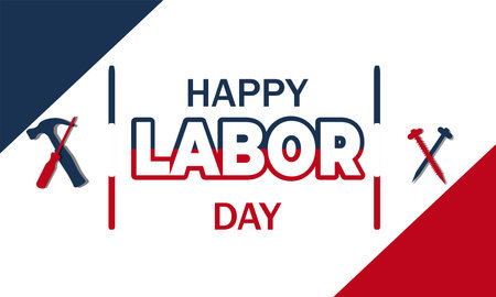 Happy Labor Day, 1st of MAY, Vector Background Illustration and Text. Perfect Color Combination Design.のイラスト素材