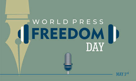World Press Freedom Day, May 3rd, Vector Illustration and Text, Simple Designのイラスト素材