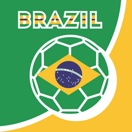 vector ball background with brazil flag, vector illustration and text, perfect color combinationのイラスト素材