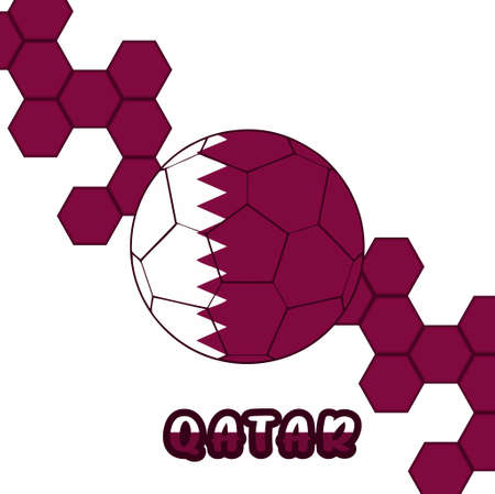 vector ball background with qatar flag, vector illustration and text, perfect color combinationのイラスト素材