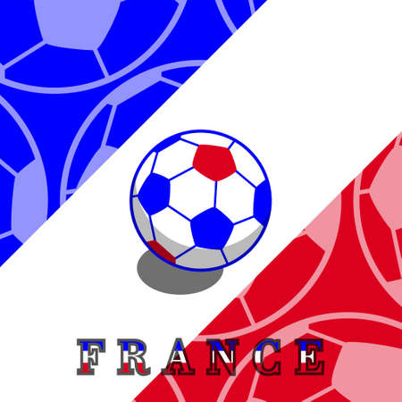 vector ball background with france flag, vector illustration and text, perfect color combinationのイラスト素材