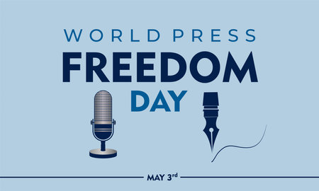 World Press Freedom Day, May 3rd, Vector Illustration and Text, Simple Designのイラスト素材