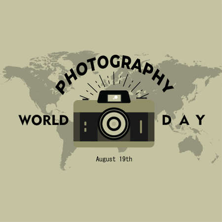 world photography day, perfect design, vector illustration and textのイラスト素材