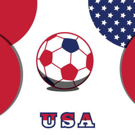 vector ball background with america flag, vector illustration and text, perfect color combinationのイラスト素材