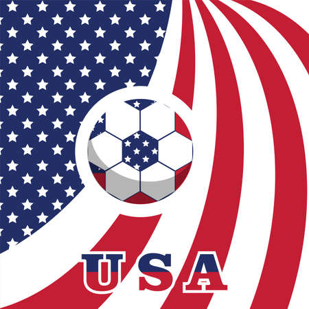 vector ball background with america flag, vector illustration and text, perfect color combinationのイラスト素材