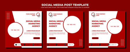 Red Vector Social Media Post Template, vector art illustration and text, Simple and Elegant Design Full Colorのイラスト素材