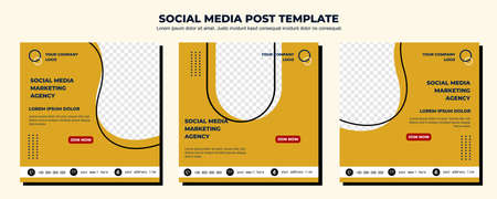 Yellow Vector Social Media Post Template, vector art illustration and text, Simple and Elegant Design Full Colorのイラスト素材