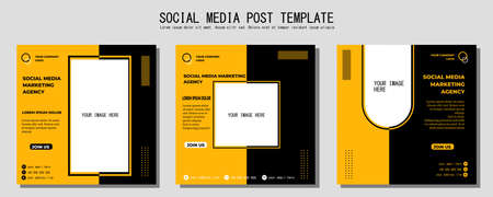 Yellow and Black Vector Social Media Post Template, vector art illustration and text, Simple and Elegant Design Full Colorのイラスト素材