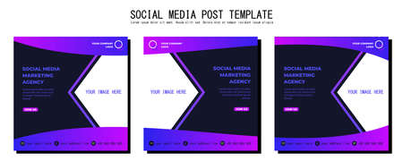 Blue Purple Vector Social Media Post Template, vector art illustration and text, Simple and Elegant Design Full Colorのイラスト素材