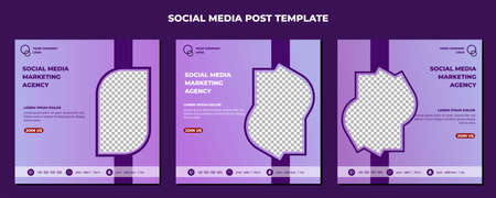Purple Vector Social Media Post Template, vector art illustration and textのイラスト素材