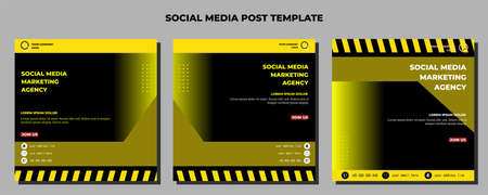 Black Yellow Vector Social Media Post Template, vector art illustration and textのイラスト素材