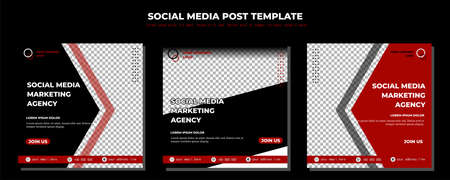 Black White Vector Social Media Post Template, vector art illustration and textのイラスト素材