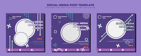 Social media posts template modern design, for digital marketing onlineのイラスト素材