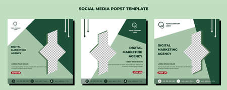 Green White Vector Social Media Post Template, vector art illustration and textのイラスト素材