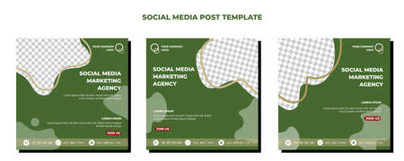 Green Vector Social Media Post Template, vector art illustration and textのイラスト素材