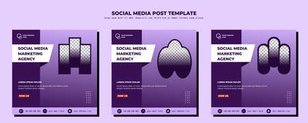 Purple Vector Social Media Post Template, vector art illustration and textのイラスト素材