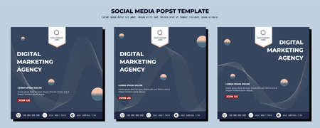 Blue Vector Social Media Post Template, vector art illustration and textのイラスト素材
