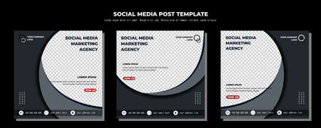White Black Vector Social Media Post Template, vector art illustration and textのイラスト素材